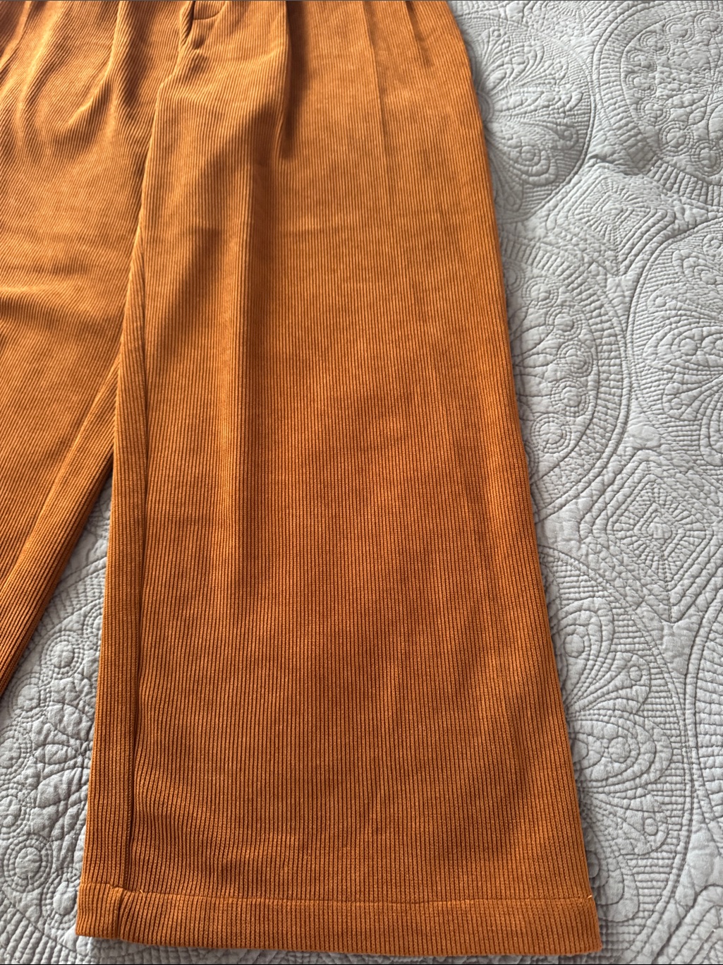 Wide-Leg Corduroy Pants In Burnt Orange — image 3 of 7